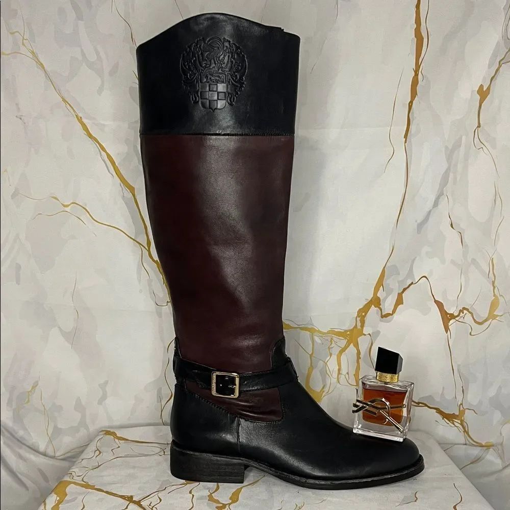 * Vince Camuto Flavian leather riding boot in brown and black